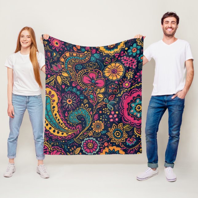 Blumenmuster im Paisley-Stil Fleecedecke (Beispiel)