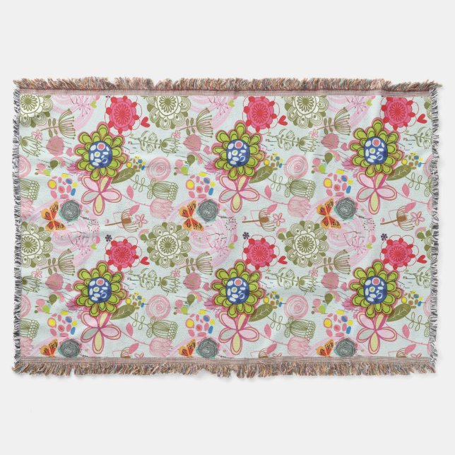 Blumenmuster im Retro-Stil 2 Decke (Vorderseite)