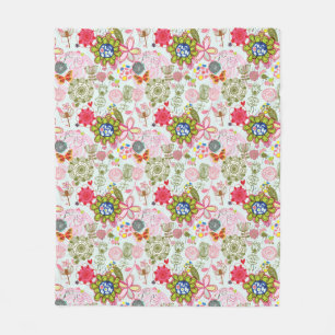Blumenmuster im Retro-Stil 2 Fleecedecke