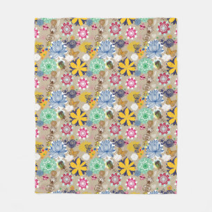 Blumenmuster im Retro-Stil 3 Fleecedecke