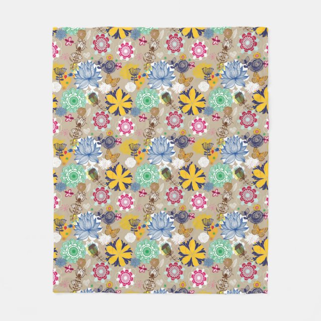 Blumenmuster im Retro-Stil 3 Fleecedecke (Vorderseite)