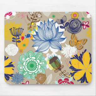 Blumenmuster im Retro-Stil 3 Mousepad