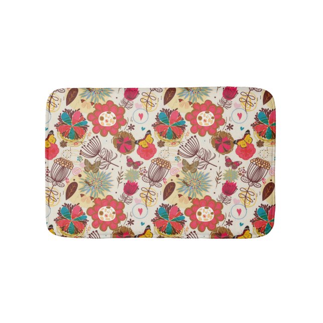 Blumenmuster im Retro-Stil 4 Badematte (Vorderseite)