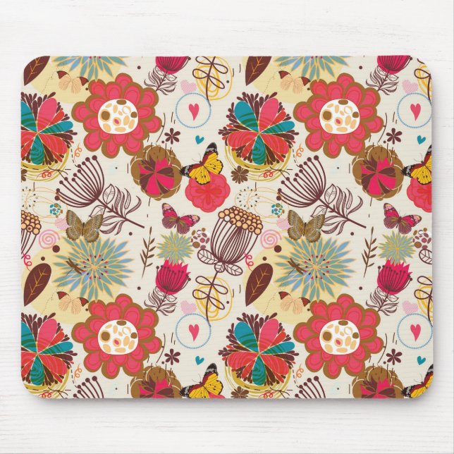 Blumenmuster im Retro-Stil 4 Mousepad (Vorne)