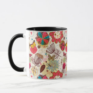Blumenmuster im Retro-Stil 4 Tasse