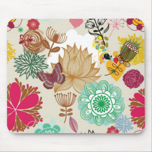 Blumenmuster im Retro-Stil Mousepad