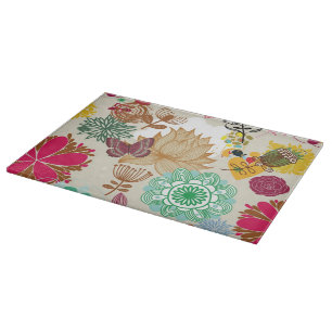 Blumenmuster im Retro-Stil Schneidebrett