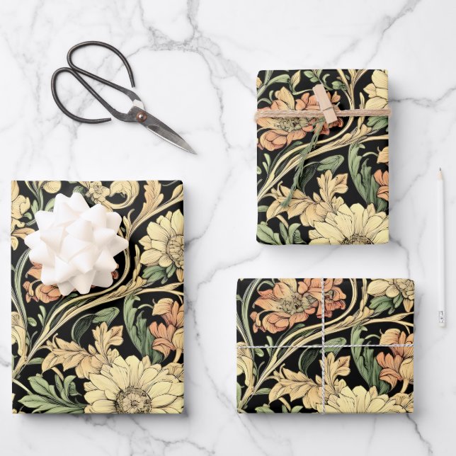 Blumenmuster im viktorianischen Stil  Geschenkpapier Set (Vorderseite)