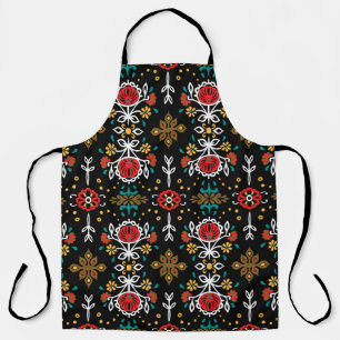 Blumenmuster im Volkskunststil: Indische Stickerei Schürze