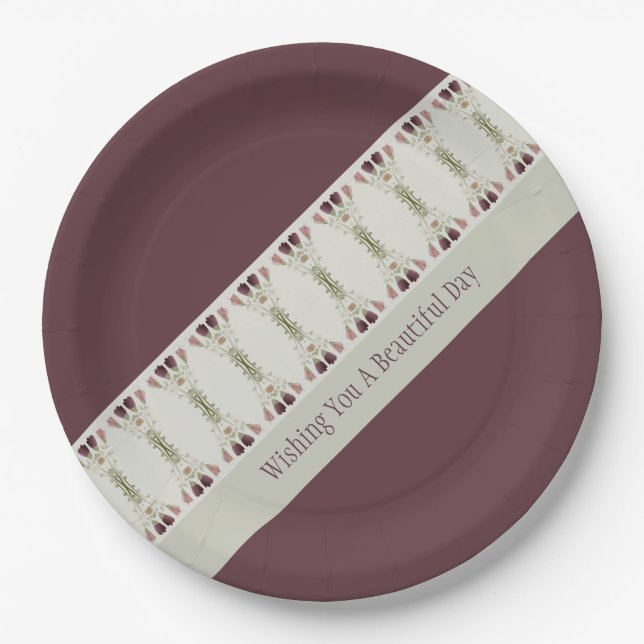 Blumenmuster in abgeschrägten Farben Pappteller (Vorderseite)