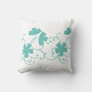 Blumenmuster in Aquamariner Farbe Kissen