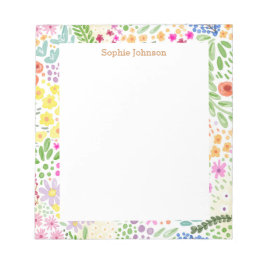 Blumenmuster in Aquarellen Hübsch Personalisiert Notizblock