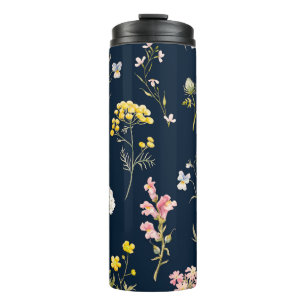 Blumenmuster in Aquarellfarbe, zarte Blume Thermosbecher