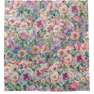 Blumenmuster in Aquarellfarben, Blumenhintergrund Duschvorhang