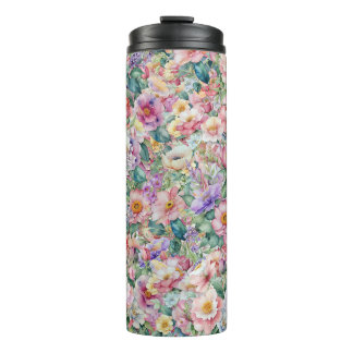 Blumenmuster in Aquarellfarben, Blumenhintergrund Thermosbecher