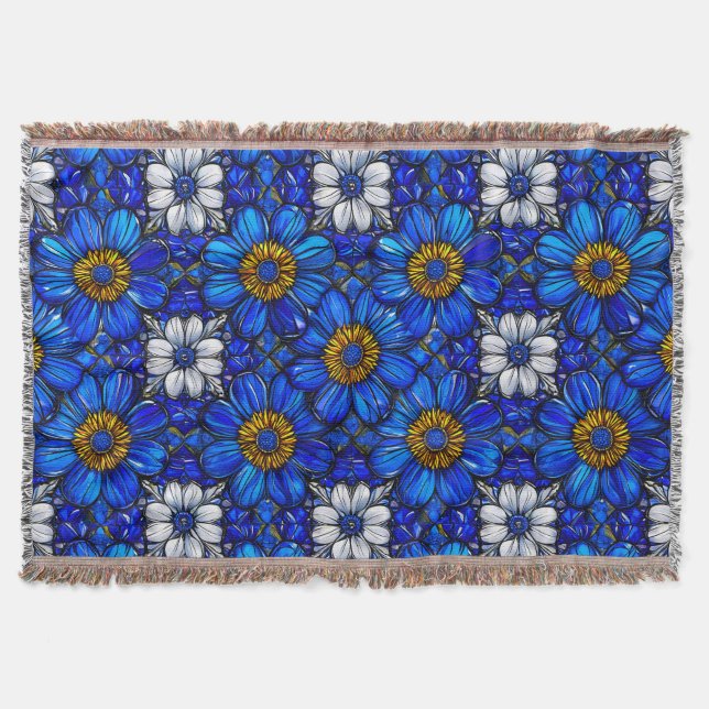 Blumenmuster in Blau Decke (Vorderseite)