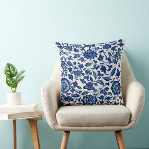 Blumenmuster in Blau Kissen