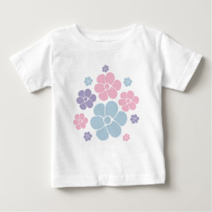 Blumenmuster in Blau, Lila und Rosa Baby T-shirt