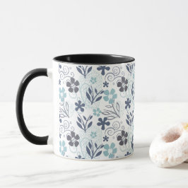 Blumenmuster in blau und grau tasse