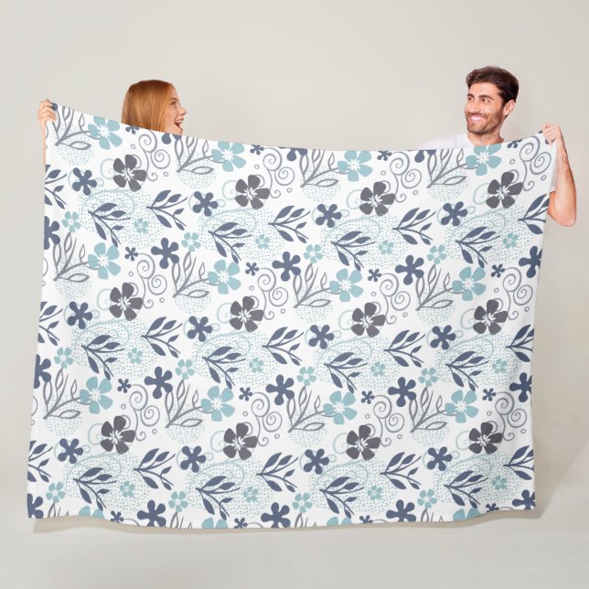 Blumenmuster in Blau und Türkis Fleecedecke (Beispiel)