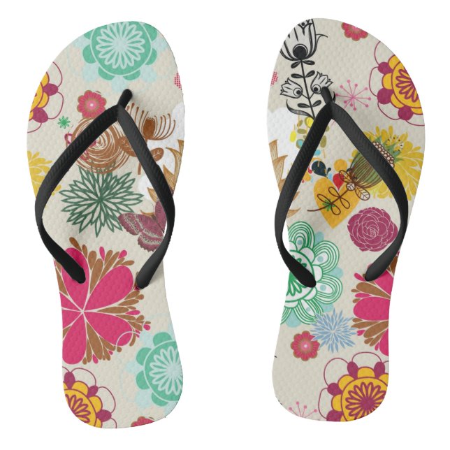 Blumenmuster in der Retro Art Flip Flops (Fußbett)