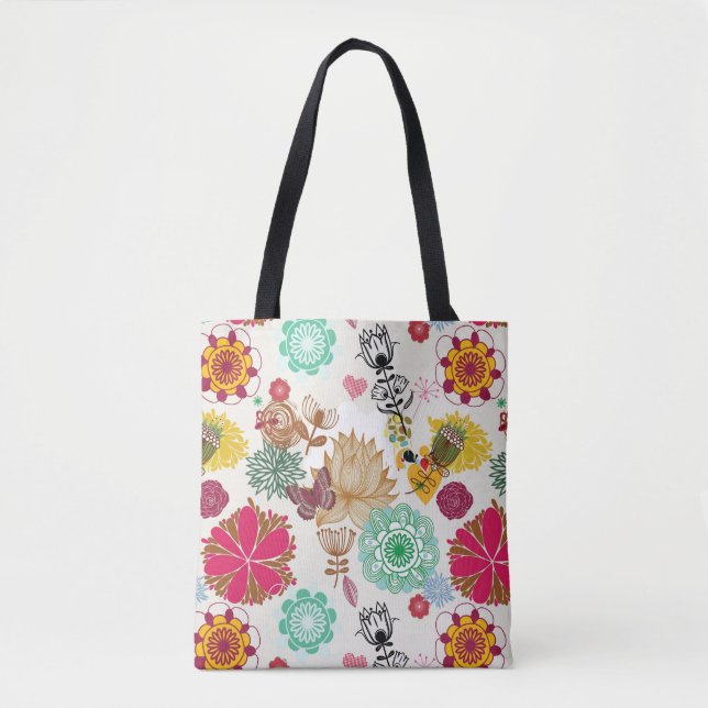 Blumenmuster in der Retro Art Tasche (Vorderseite)