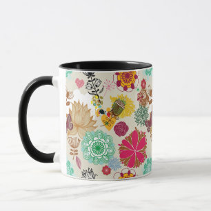 Blumenmuster in der Retro Art Tasse