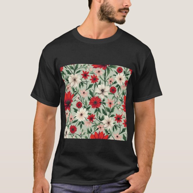 Blumenmuster in hellen Farben T-Shirt (Vorderseite)