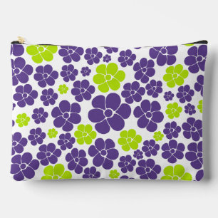 Blumenmuster in Limettengrün und Violett Zubehörtasche