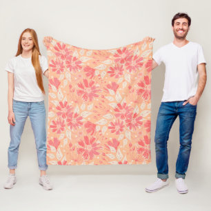 Blumenmuster in modischen Pfirsichfarben Fleecedecke