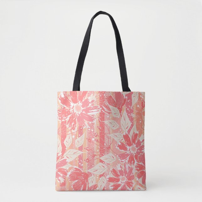 Blumenmuster in modischen Pfirsichfarben Tasche (Vorderseite)