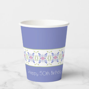 Blumenmuster in Periwinkle Moderne Pappbecher