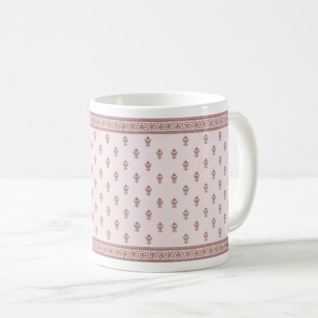 Blumenmuster in Pilzrosa Kaffeetasse (VorderseiteRechts)