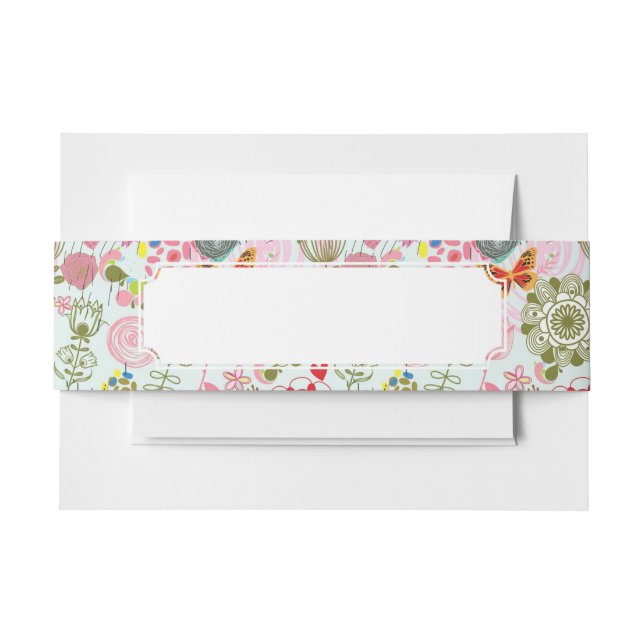 Blumenmuster in Retro Art 2 Einladungsbanderole (Vorderseite Beispiel)