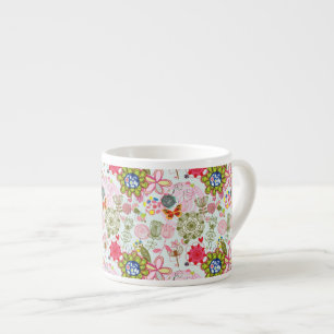 Blumenmuster in Retro Art 2 Espressotasse
