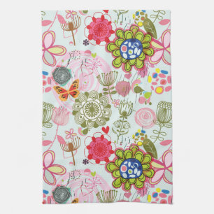 Blumenmuster in Retro Art 2 Handtuch