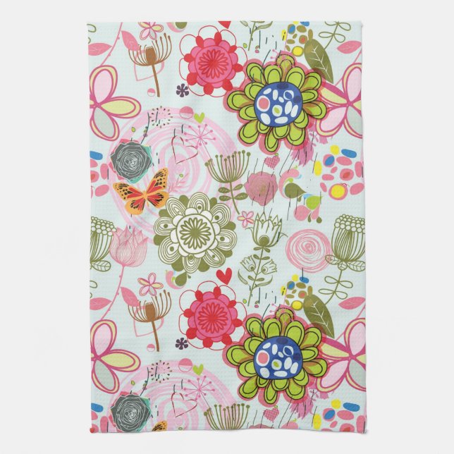 Blumenmuster in Retro Art 2 Handtuch (Vertikal)