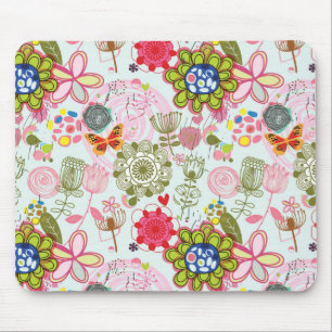 Blumenmuster in Retro Art 2 Mousepad