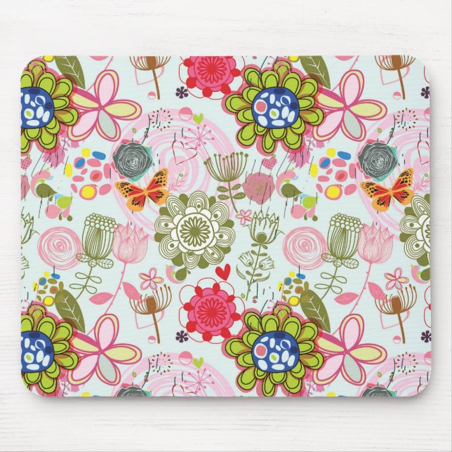 Blumenmuster in Retro Art 2 Mousepad (Vorne)