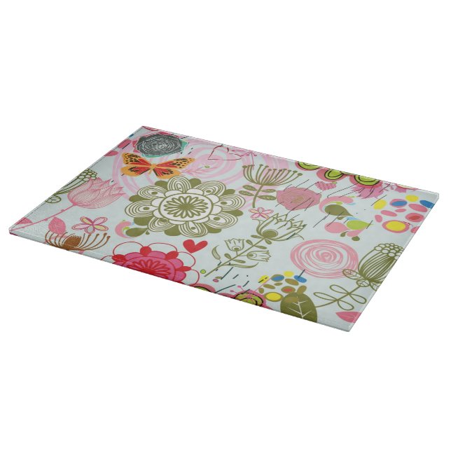 Blumenmuster in Retro Art 2 Schneidebrett (Ecke)