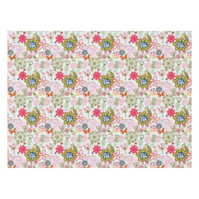 Blumenmuster in Retro Art 2 Tischdecke (Vorderseite (Horizontal))