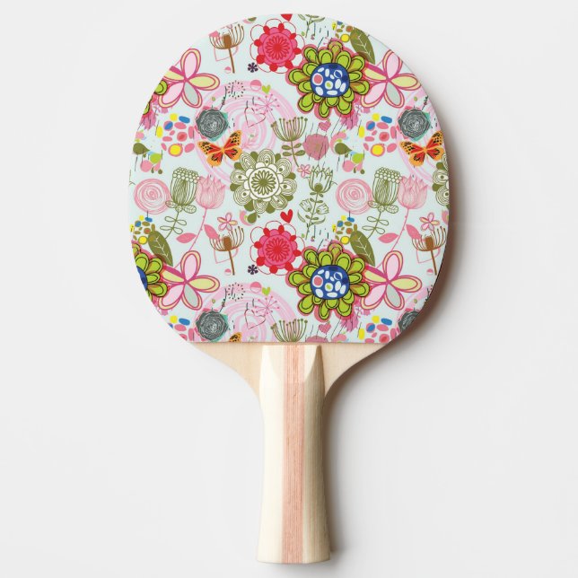 Blumenmuster in Retro Art 2 Tischtennis Schläger (Vorderseite)