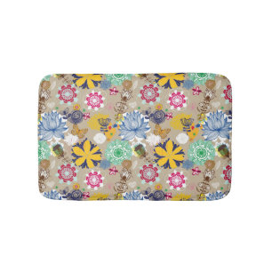 Blumenmuster in Retro Art 3 Badematte