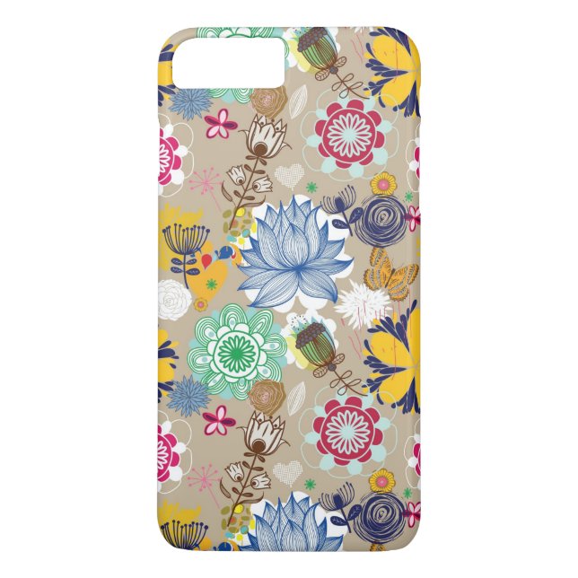 Blumenmuster in Retro Art 3 Case-Mate iPhone Hülle (Rückseite)