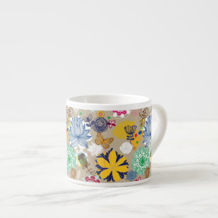 Blumenmuster in Retro Art 3 Espressotasse
