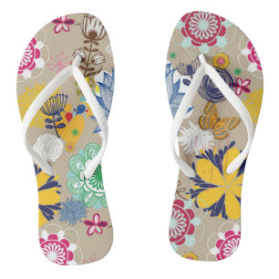 Blumenmuster in Retro Art 3 Flip Flops