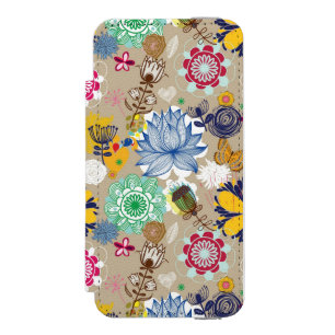 Blumenmuster in Retro Art 3 Incipio Watson™ iPhone 5 Geldbörsen Hülle