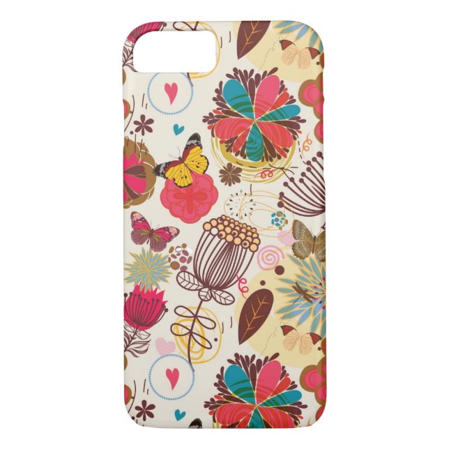 Blumenmuster in Retro Art 4 Case-Mate iPhone Hülle (Rückseite)