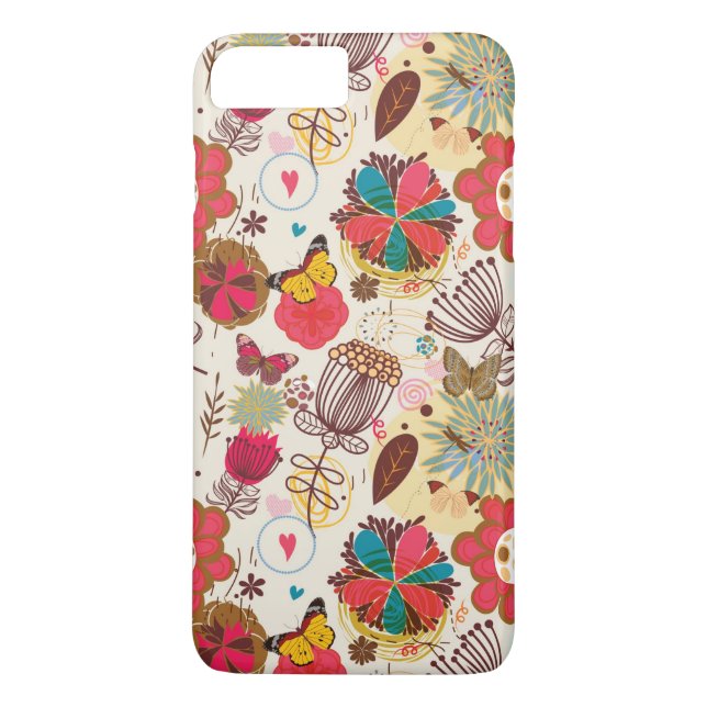 Blumenmuster in Retro Art 4 Case-Mate iPhone Hülle (Rückseite)