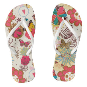 Blumenmuster in Retro Art 4 Flip Flops